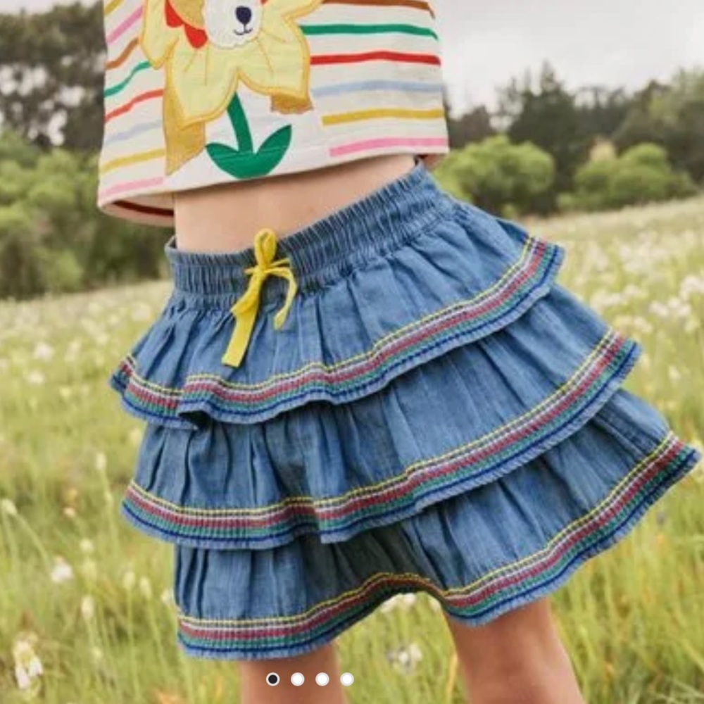 Mini Boden tiered woven colorful skort girls size 9-10Y